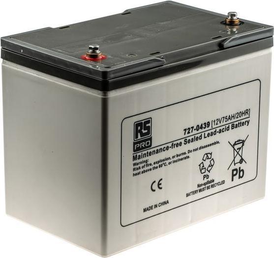Actual product image RS PRO Lead acid battery AGM 12V 75Ah (12 V, 75000 mAh)