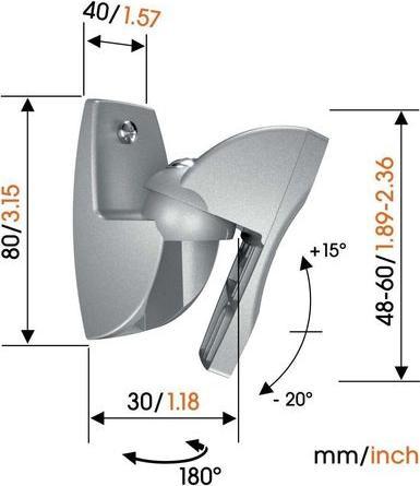 Actual product image Vogels Wandhalterung VLB 500 Silber (1 pair, Wall installation, Rotatable, Tiltable)