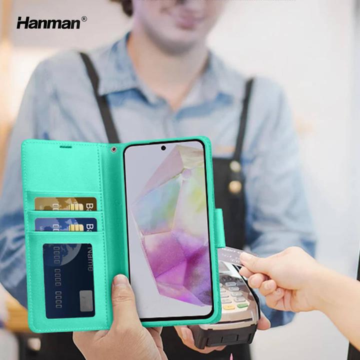 Actual product image Hanman Samsung Galaxy S25 - Mill Flip Case mit 3 Kartenfächern, Türkis (Samsung Galaxy S25)