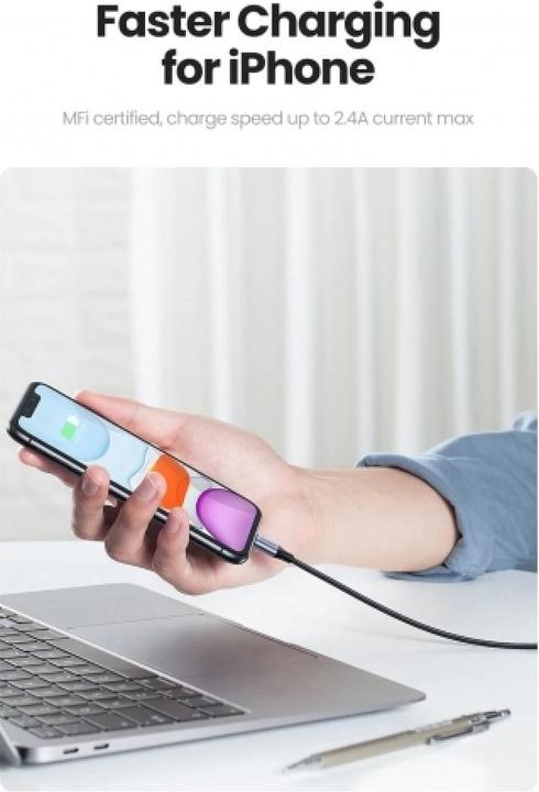 Produktbild Ugreen Lightning USB Nylon Alu MFi (2 m)