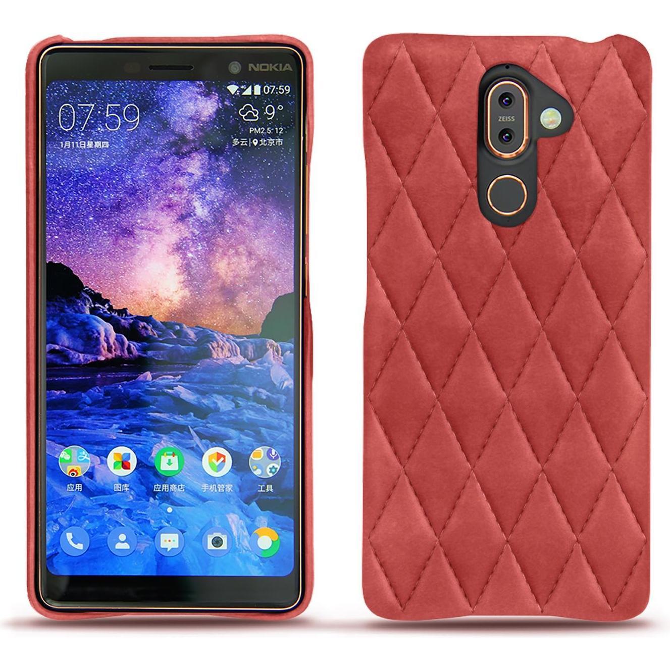 Thumbnail - Noreve Lederschutzhülle (Nokia 7 Plus), Smartphone Hülle, Rot