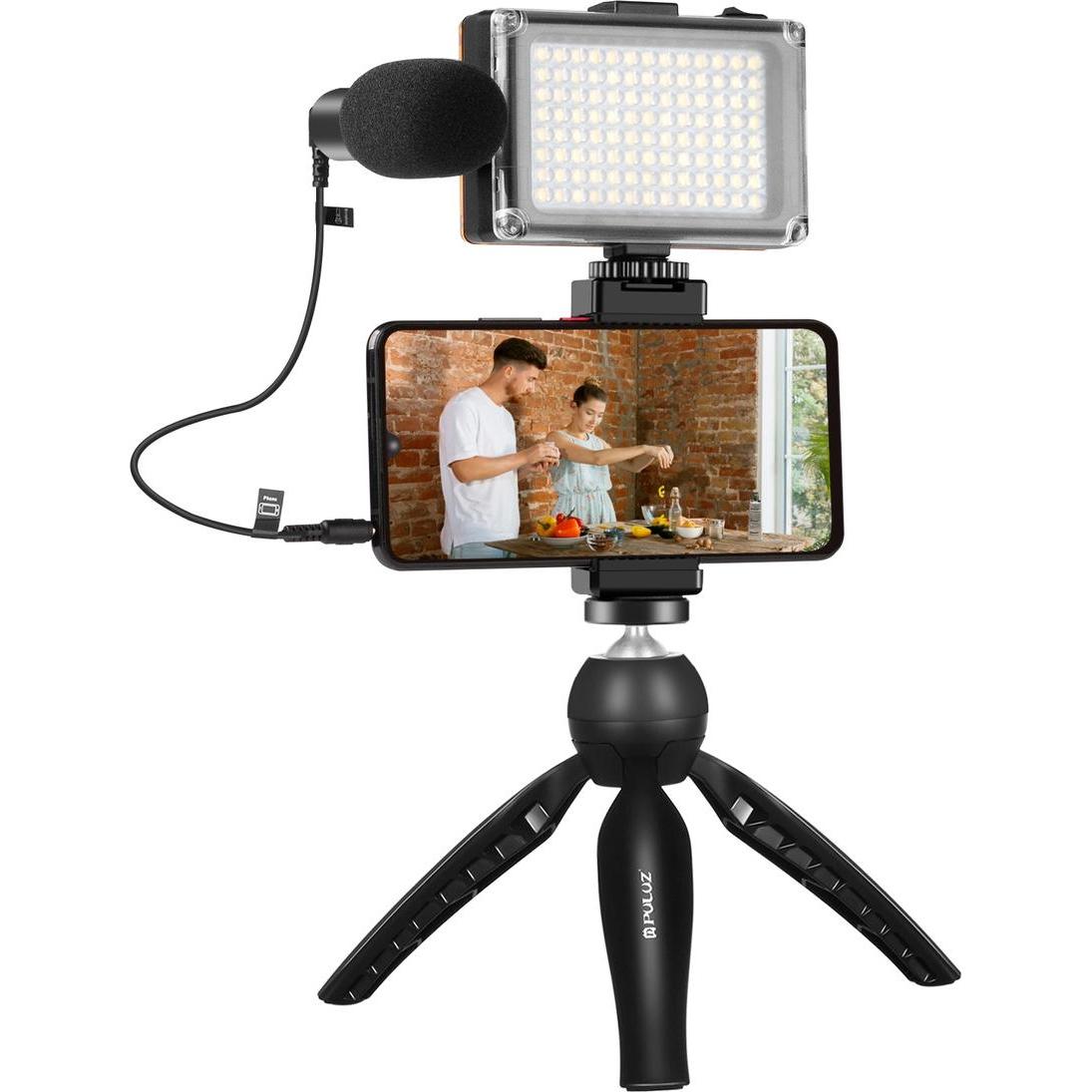 Puluz tripod Direct recording set tripod + LED lamp + microphone + telephone clip PKT3132B, Stativ