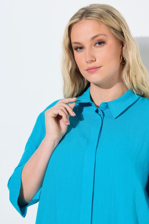 Immagine prodotto Ulla Popken Camicia con viscosa, collo da camicia e maniche a 3/4 (46, 48)