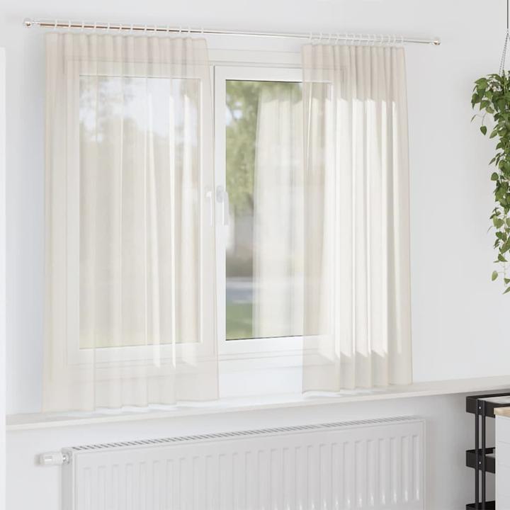 Produktbild VidaXL Voile Vorhänge mit Stangentaschen 2 Stk. Creme (140 x 140 cm)