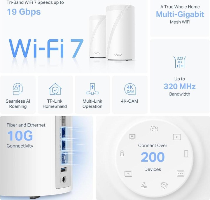 Produktbild TP-Link Deco BE85 Wi-Fi 7 Mesh 19000mbit speed (1-pack)