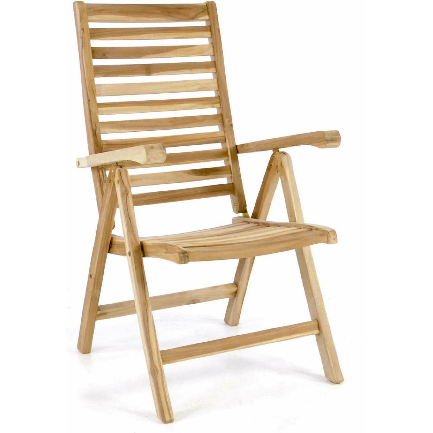 VCM, Gartenstühle, Gartenstuhl Hochlehner Klappstuhl verstellbar Teak Holz unbehandelt