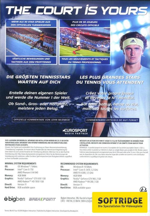 Produktbild Bigben Tennis World Tour (PC, Multilingual)