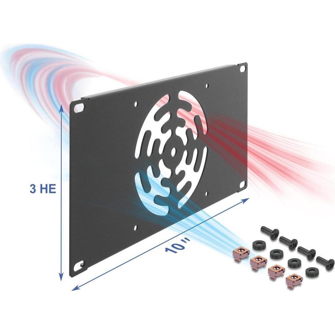 Delock 10" 3 HE Rackblende für 1 Lüfter 120 x 120 mm dunkelg, Accessori per armadio rack, Grigio