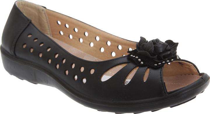 Image du produit Boulevard Ballerines Chaussures Avec Ouverture D'orteil Perforée Et Application Fleurie (37)