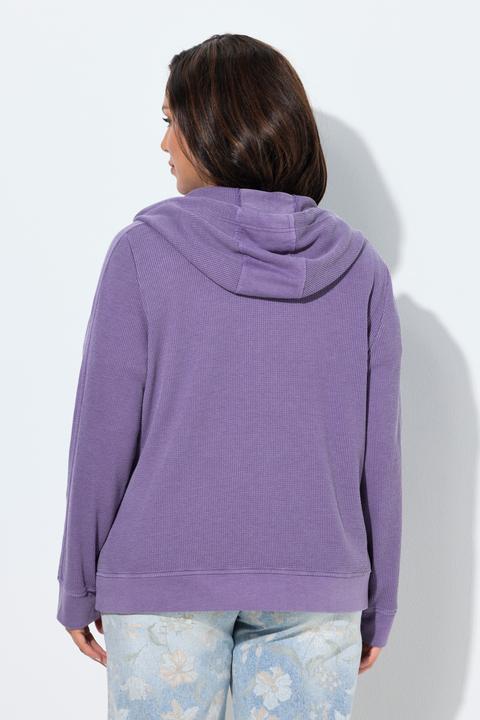 Produktbild Ulla Popken Sweatjacke, Waffelpiqué, Kapuze, Langarm (62)