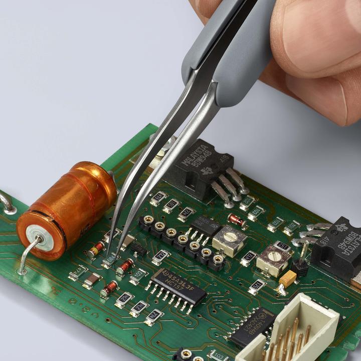 Image du produit Knipex Brucelles de précision avec poignées en caoutchouc ESD