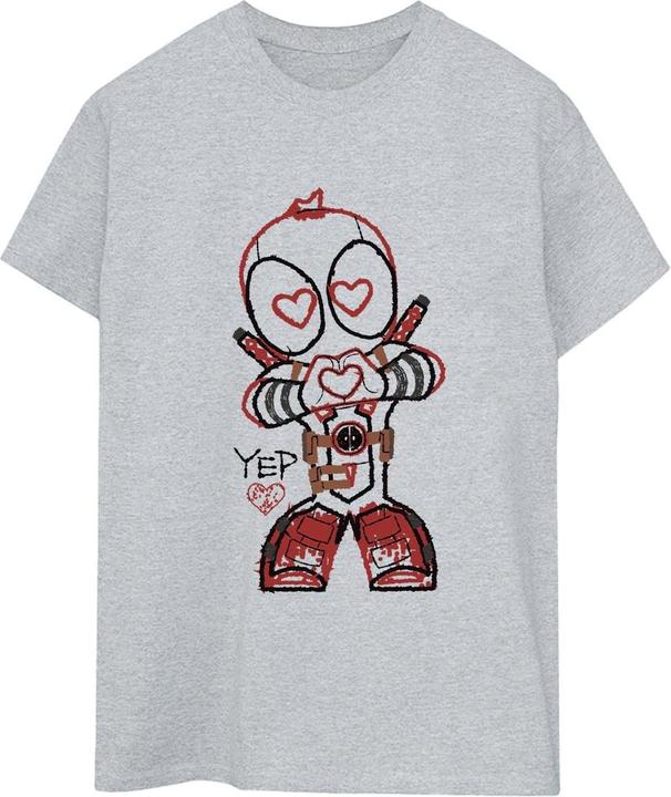 Actual product image Womens/Ladies Deadpool Love Beam Line Cotton Boyfriend T-Shirt (M)