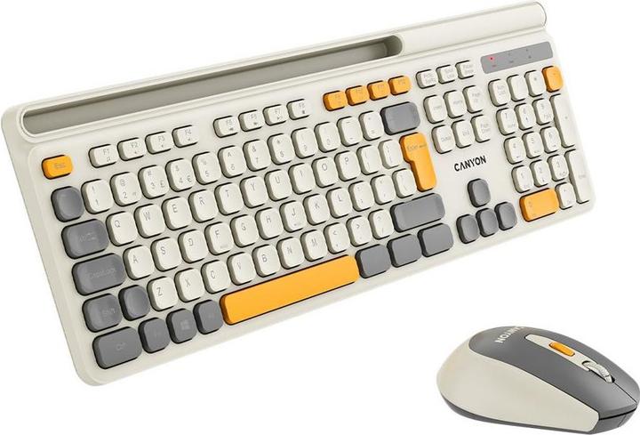 Produktbild Canyon Computertastatur HSET-W5 DE Tastatur+Maus AAA+AA Kabellos Beige (DE, Kabellos)