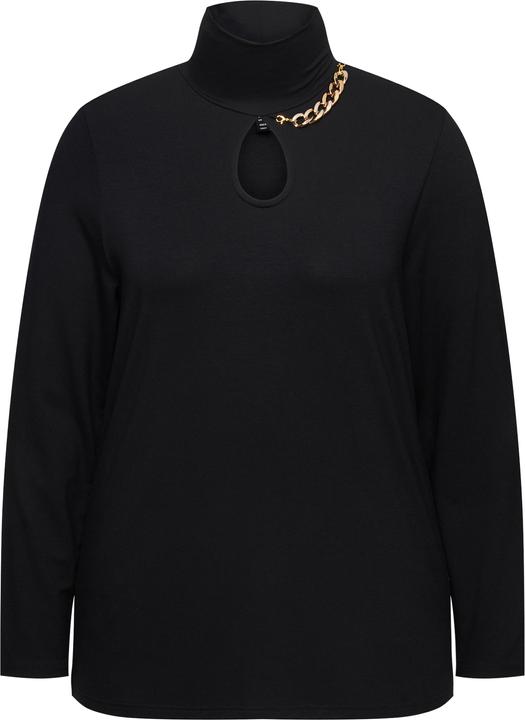 Image du produit Ulla Popken T-shirt à manches longues et col montant, avec découpe et chaîne (56)