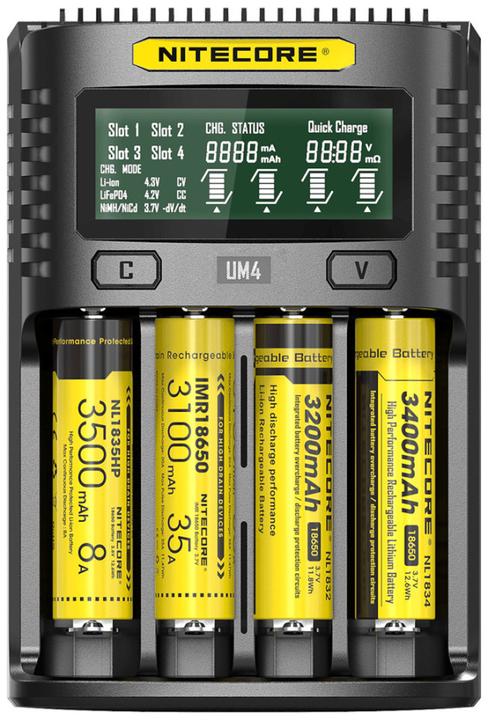 Actual product image Nitecore UM4 USB-Ladegerät (1 pcs., 14500, 16340, 18650, Chargers without battery)