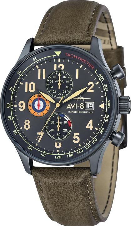 Actual product image AVI-8 AV-4011-0E Hawker Hurricane Chronograph 42mm 5ATM (Chronograph, 42 mm)