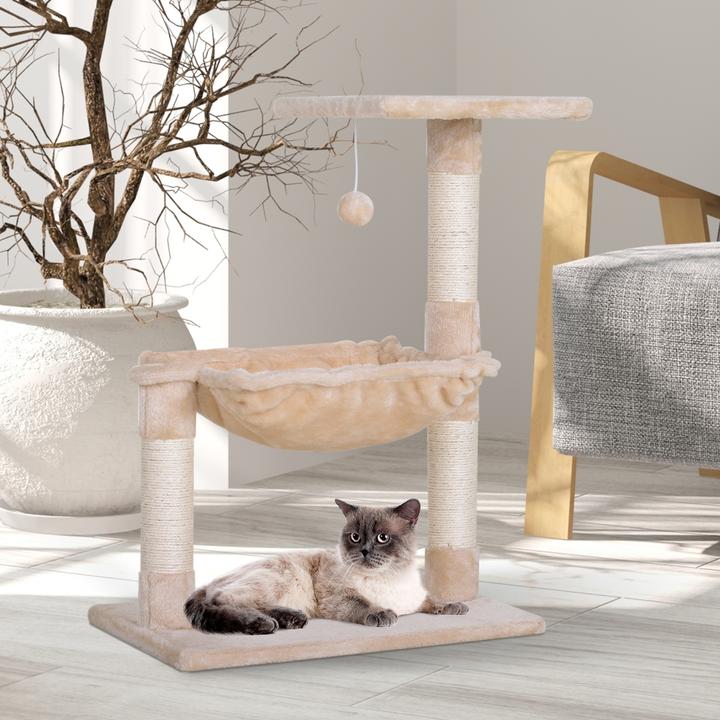 Produktbild PawHut Katzenbaum mit Sisalsäulen (70 cm, Beige)