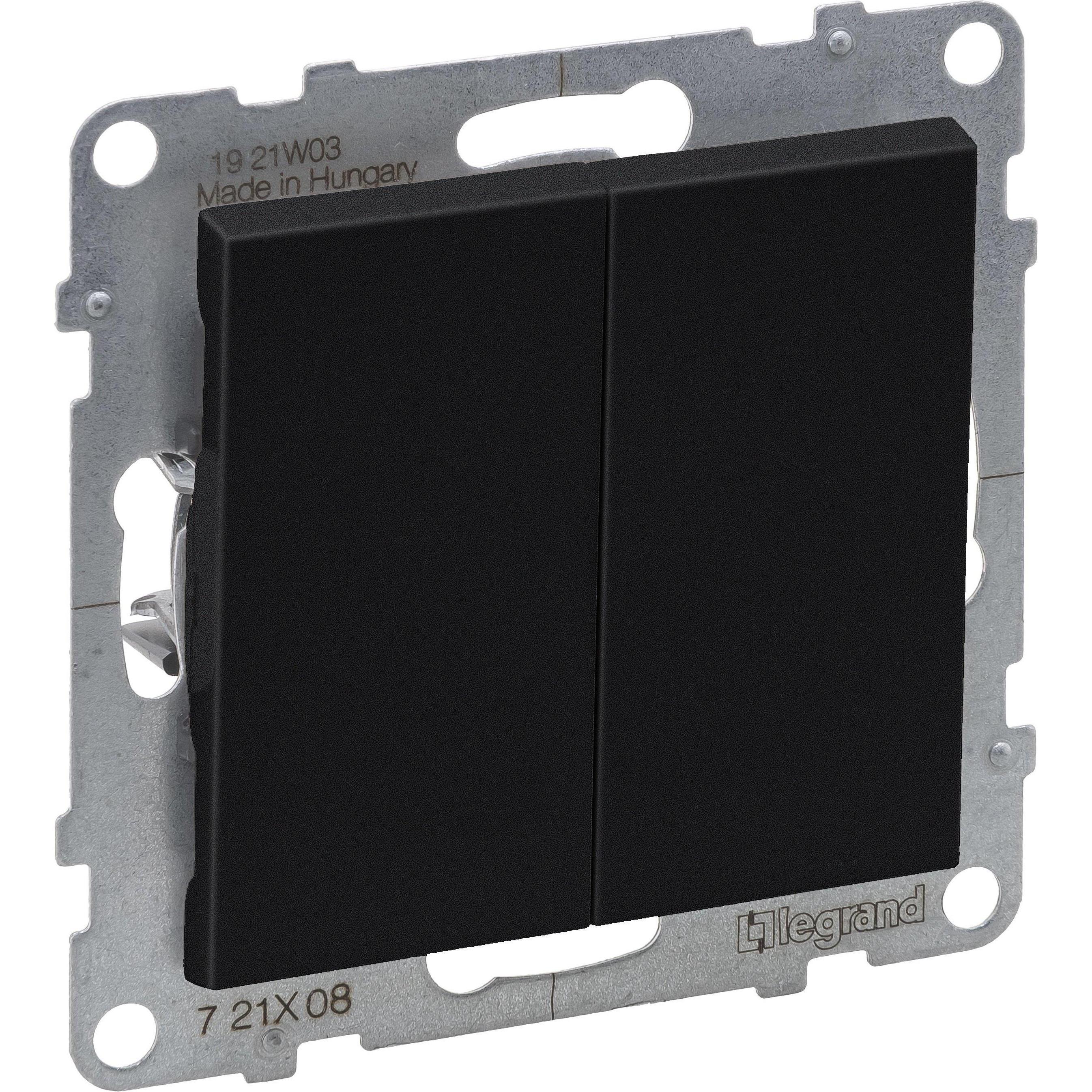 Legrand 2g Two-Way Switch Auto Terminals Black, Taster + Schalter, Schwarz