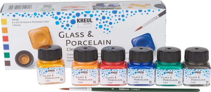 Image du produit Kreul Verre et porcelaine Clear-Set (Vert foncé, Rouge cerise, Jaune soleil, Brun espresso, Bleu foncé, Orange, 120 ml)