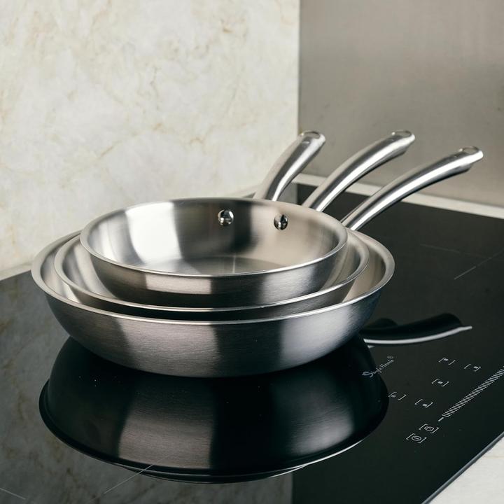 Actual product image Kamberg Triply Stainless Steel Pan Set (Frying pan, Pan set + pot set, Stainless steel, 20 x 5 cm)