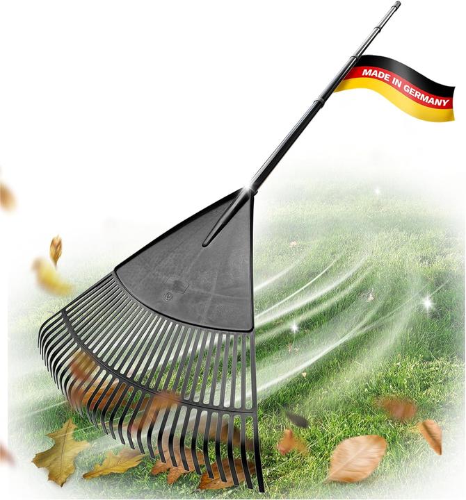 Actual product image Novatool 3x leaf broom with 4-piece plug-in & screw handle, leaf sweeper with 30 plastic tines, rake