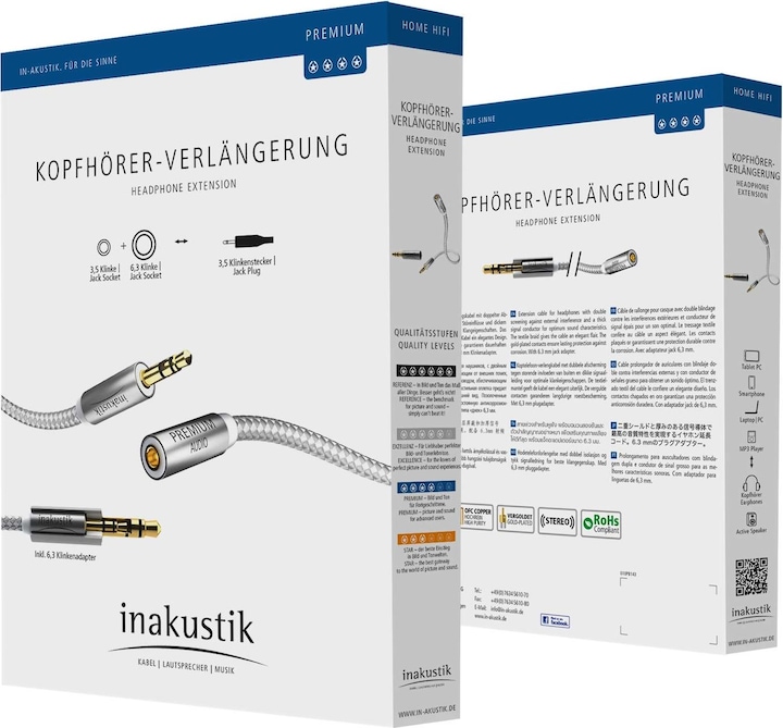 Produktbild Inakustik Premium 3.5mm Stereo-Klinken Verlängerungskabel (5 m, 3.5mm Klinke (AUX))