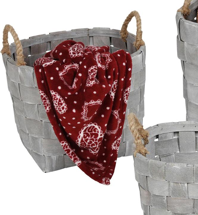 Actual product image Natura Punto 3-piece basket set fir wood, 2 handles of jute, whitewashed (3 x)