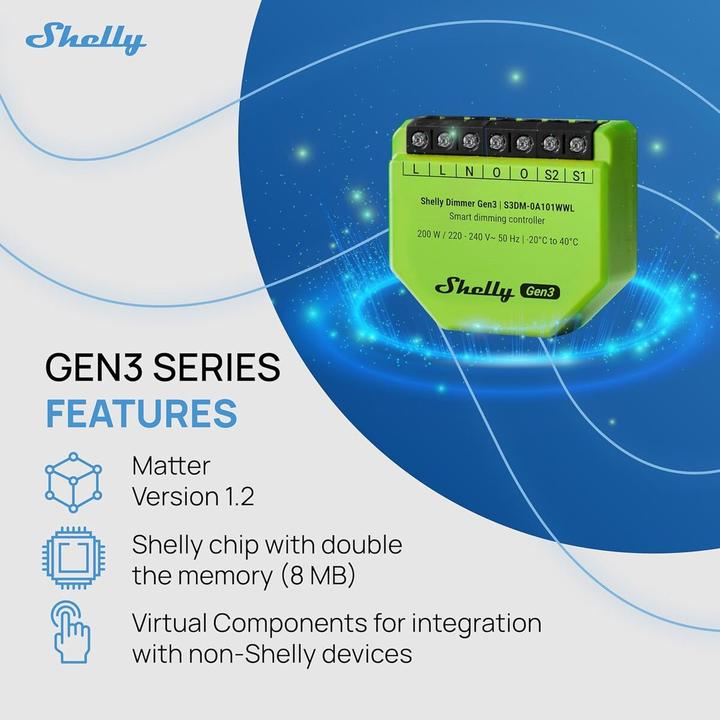 Produktbild Shelly Dimmer Gen3 (Dimmaktor)
