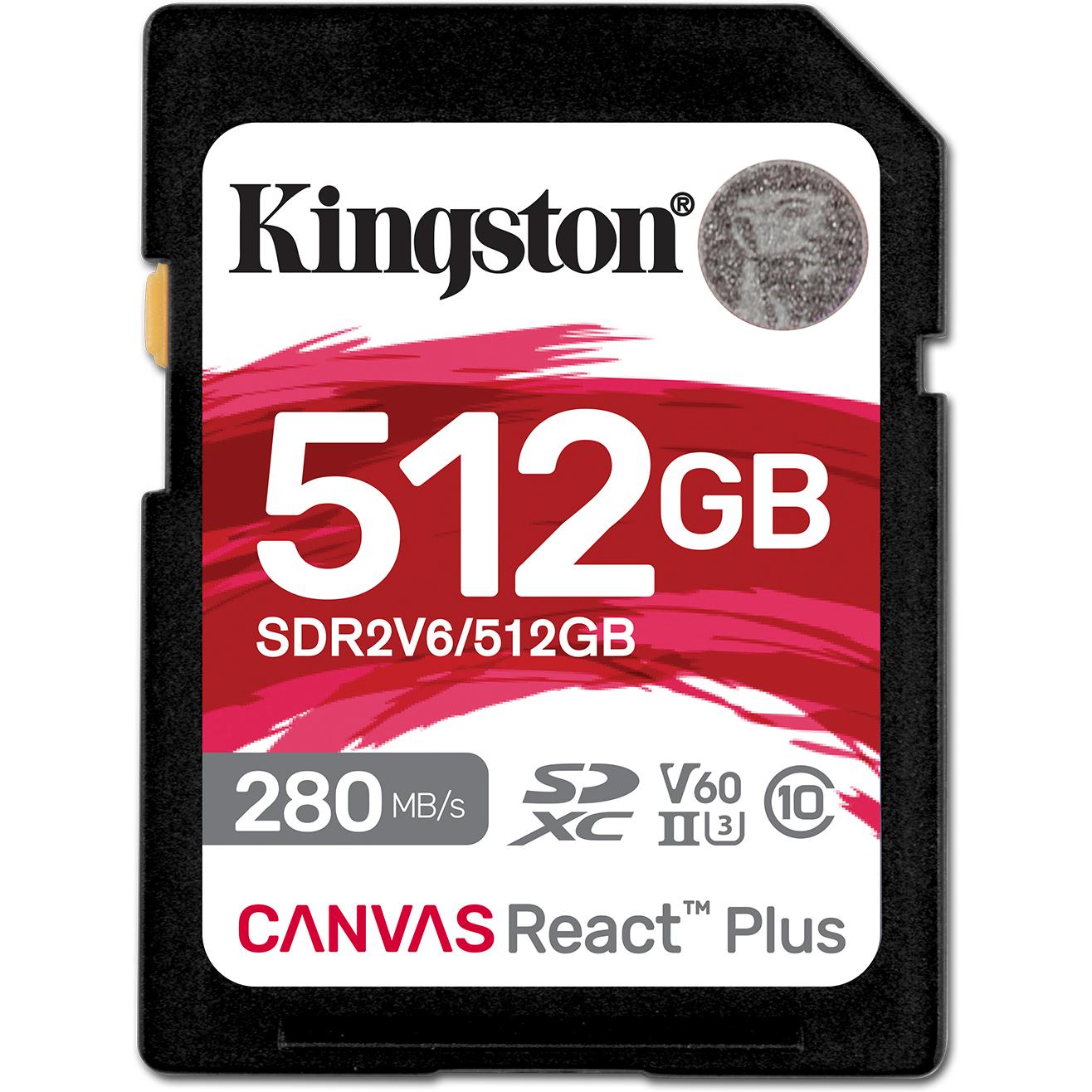 Kingston Canvas React Plus (512 GB, SDXC, U3, UHS-II), Speicherkarte, Schwarz