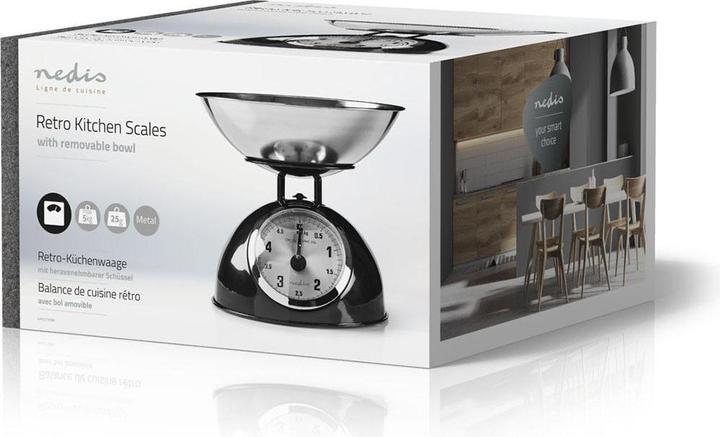 Actual product image Nedis Kitchen Scale - Retro Household - 5 kg Weighing Capacity - Removable Stainless Steel Bowl - 25 g