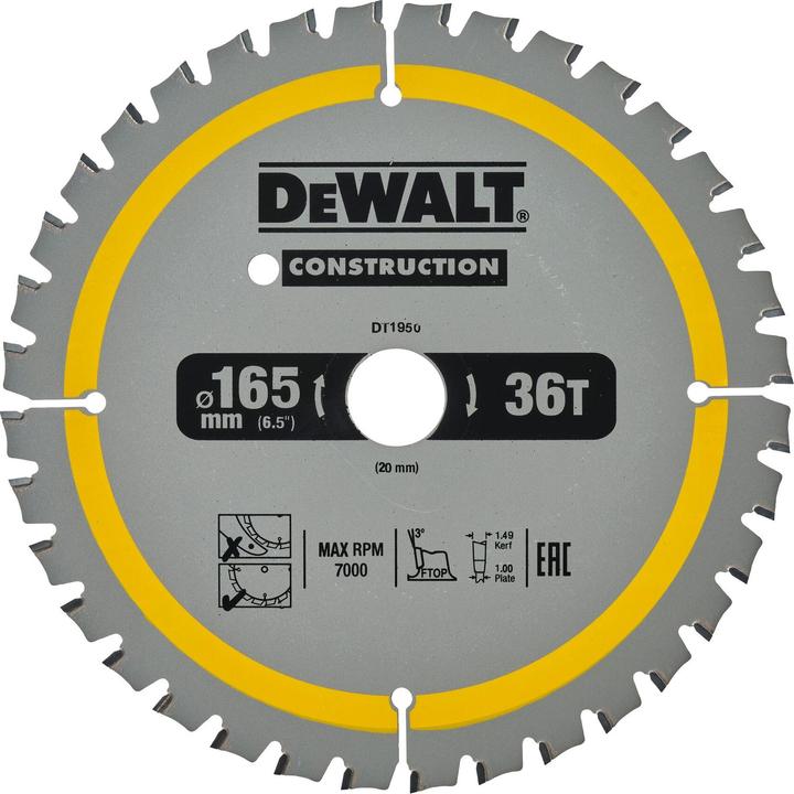 Actual product image DeWalt circular saw 165x20mmx36z DT1950QZ