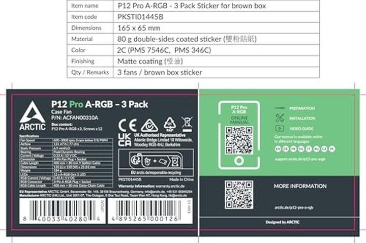 Productafbeelding Arctic P12 Pro A-RGB (120 mm, 3 x)
