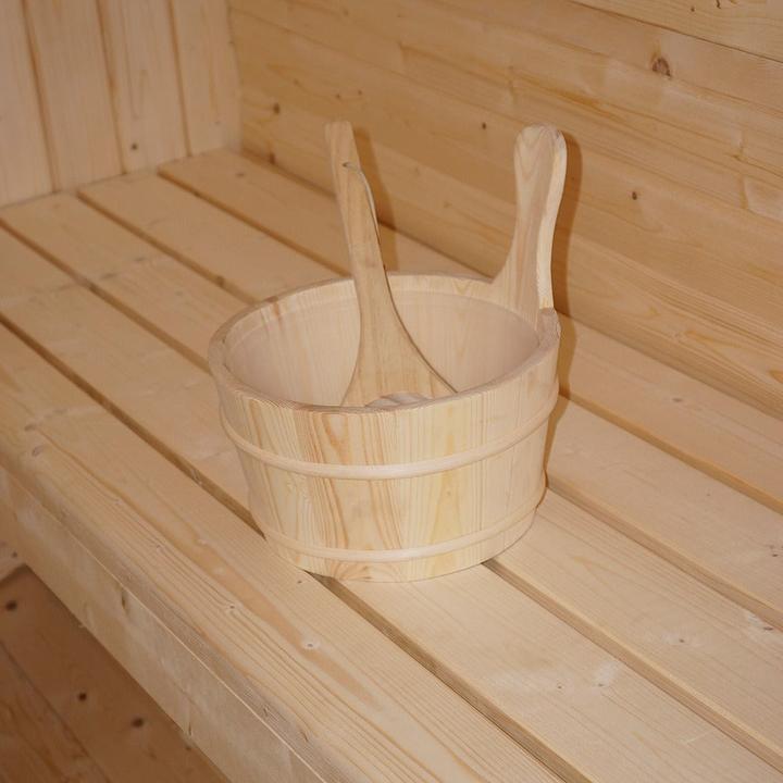 Actual product image Home Deluxe Outdoor sauna barrel sauna FLANN M - 184 x 120 cm for 2 persons - sauna with 3.6 kW heater (Plug & Play 3.6 KW internal control)