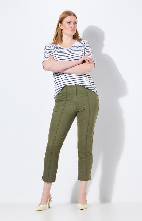 Image du produit Ulla Popken Pantalon avec passepoil et taille élastique. Coupe ajustée avec fente sur le bas de jambe. (42)