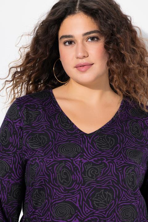 Produktbild Ulla Popken Longshirt, A-Linie, Blumendruck, 3/4-Ärmel (56)