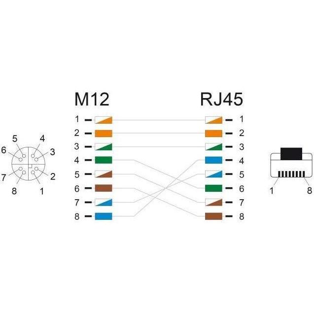 Thumbnail - Delock M12 Kabel X-kodiert 8 Pin Buchse zu RJ45 Stecker Cat. (S/FTP, CAT5e, 2 m), Netzwerkkabel