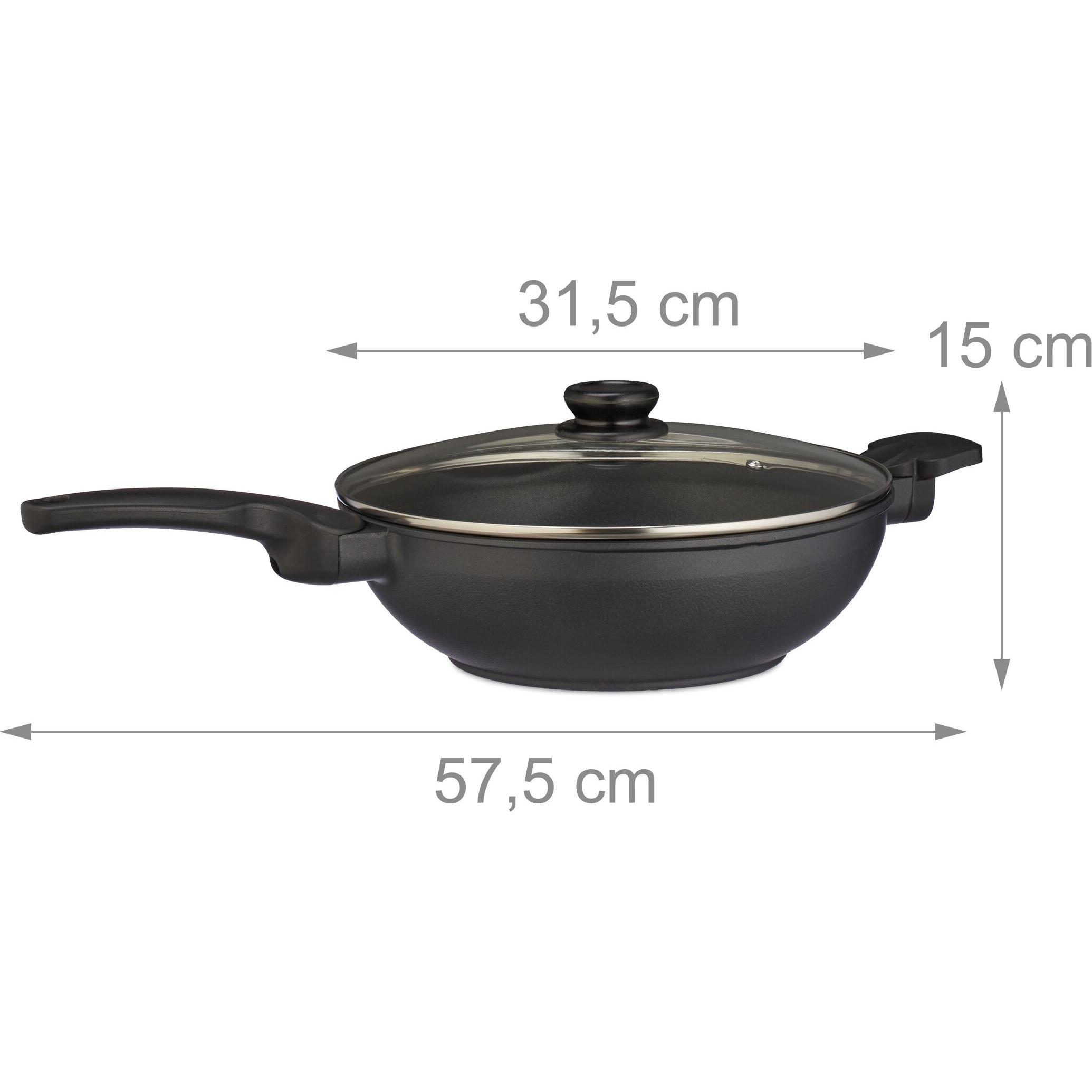 Relaxdays Padella wok, Padella + Pentola, Nero