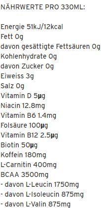 Valeurs nutritives et ingrédients Nocco Golden Grape (Grapefruit, 24 x)