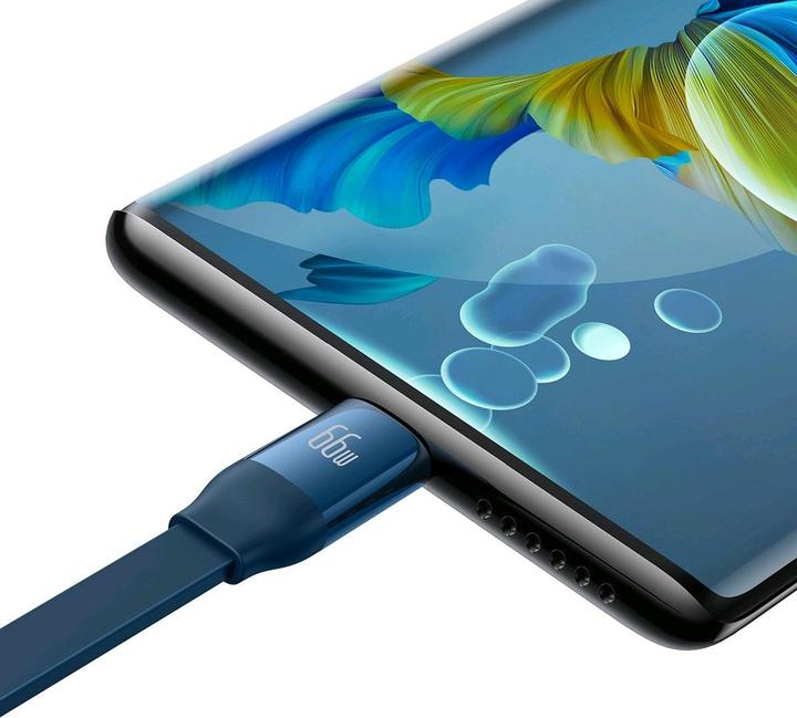 Actual product image Baseus Bright Mirror 3, USB 3-in-1 cable for micro USB / USB-C / Lightning 66W / 2A 1.1m (Blue) (1.10 m, USB 2.0, 66 W)