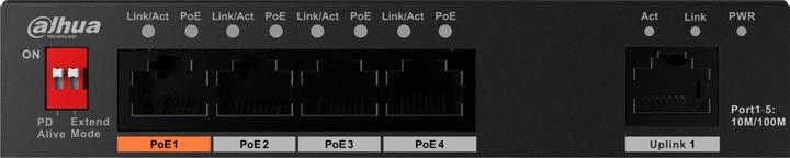 Image du produit Dahua Commutateur||PFS3005-4ET-60-V2|Bureau/Pied|PoE jungtys 4|60 Watts|DH-PFS3005-4ET-60-V2 (5 ports)