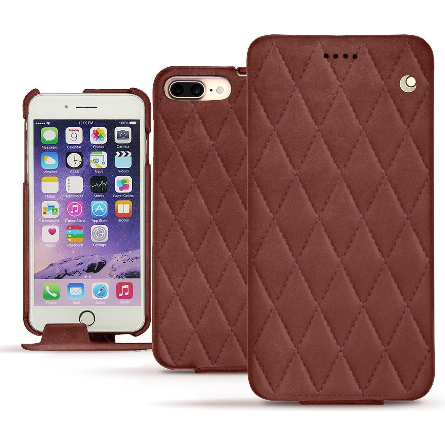 Noreve Lederschutzhülle vertikal (Apple iPhone 7 Plus), Smartphone Hülle, Rot