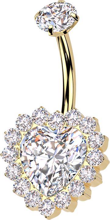 Actual product image Star Piercing Banane Innengewinde vergoldet Kristall silber gefasst und Kristallherz silber Kristalle silber (without brass, Titanium G23)