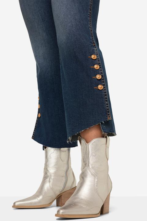 Actual product image Angel of Style Flared 5-Pocket Bootcut Jeans with Hem Slits with Golden Buttons (48)