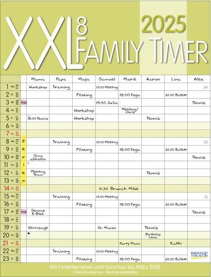 Actual product image XXL Family Timer 8 (45 x 34 cm, Hardcover, German)