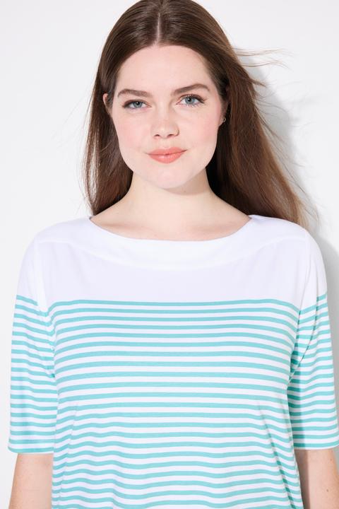 Produktbild Ulla Popken T-Shirt, Bretonringel, U-Boot-Ausschnitt, Halbarm (56)