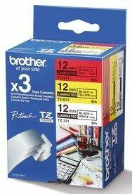 Actual product image Brother Multipack TZe-31M3 (1.20 cm, White, Yellow, Black, Red)