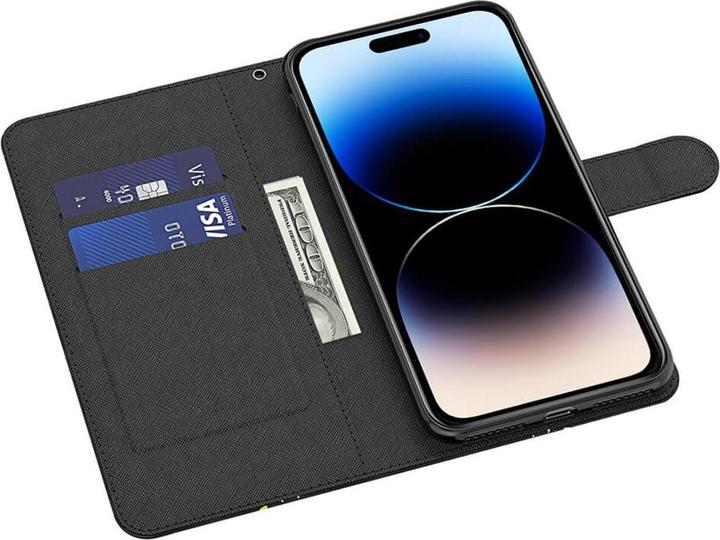 Produktbild Cover-Discount iPhone 15 - Etui Glitzer Effekt Blumen schwarz (Apple iPhone 15)