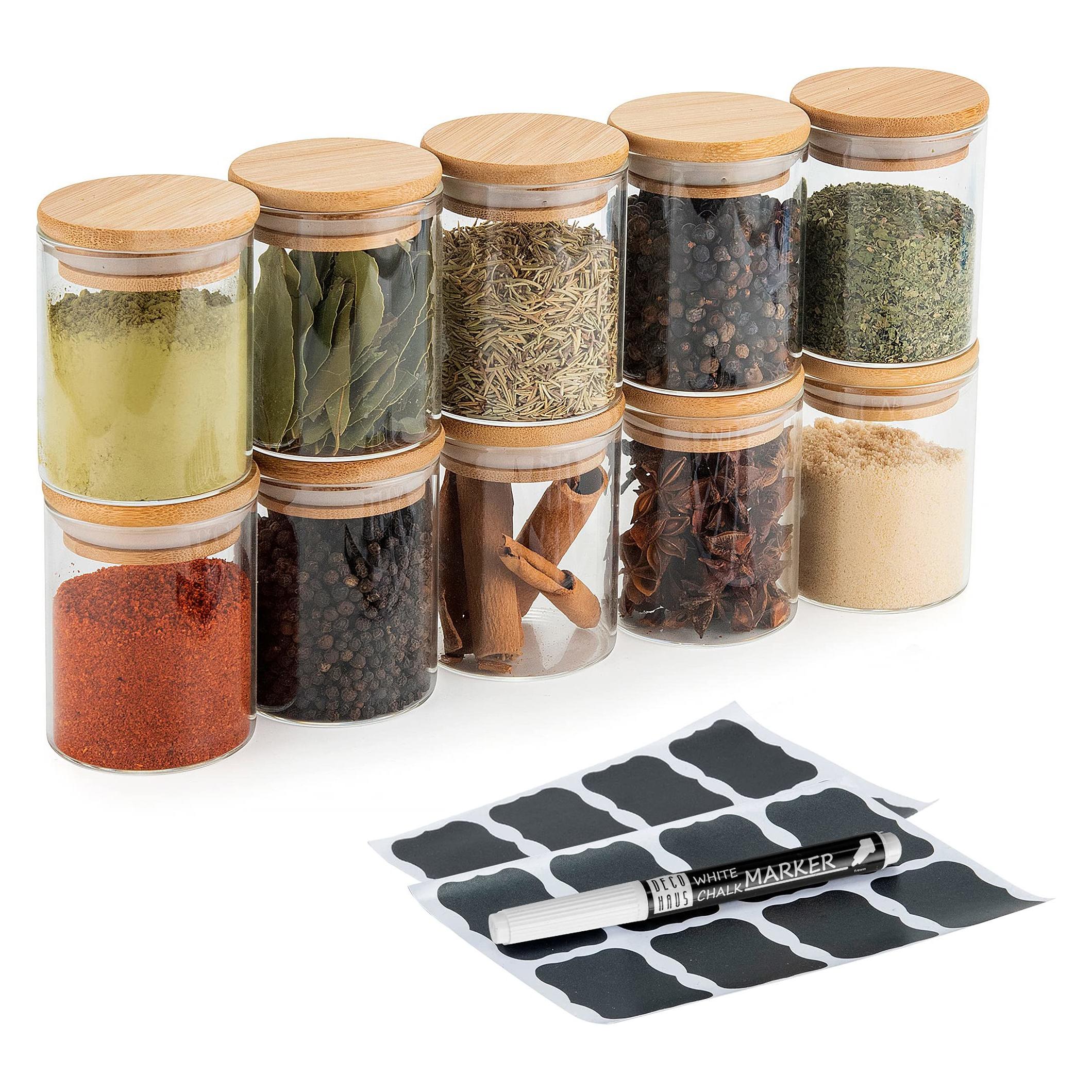 Withosent Set 24 Barattoli Per Spezie In Vetro Con Tappo A Vite - 120 Ml, 10,5 X 4,3 Cm - Organizer Da Cucina Per Curry, Cannella, Semi