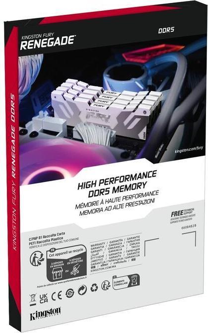 Actual product image Kingston 16GB 8000MT/s DDR5 CL38 DIMM FURY Renegade White XMP (1 x 16GB, 8000 MHz, DDR5 RAM, DIMM)