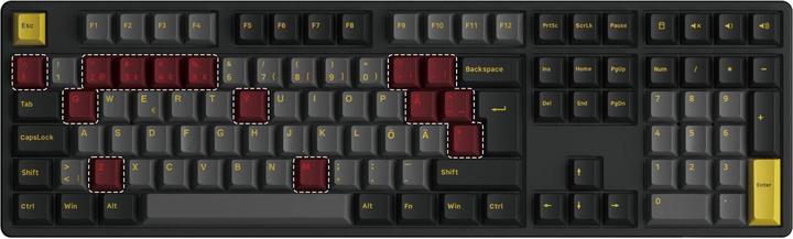 Actual product image Akko Black & Gold 5108B Plus Wireless Gaming Keyboard, RGB, - V3 Cream Yellow Pro Switch, black, I (DE, Cable, Wireless)